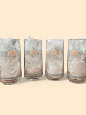 1990s Corelle Apricot Grove Drinking Glasses - Set of 4
